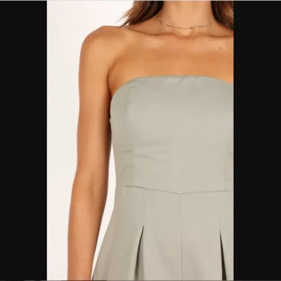Petal & Pup Jonie Olive Green Strapless Wide Leg Cropped Jumpsuit XL - Picture 2 of 11